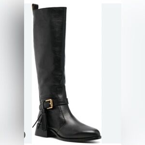 See By Chloe Lori Tassel Buckle Tall Black Knee Boots 36=6